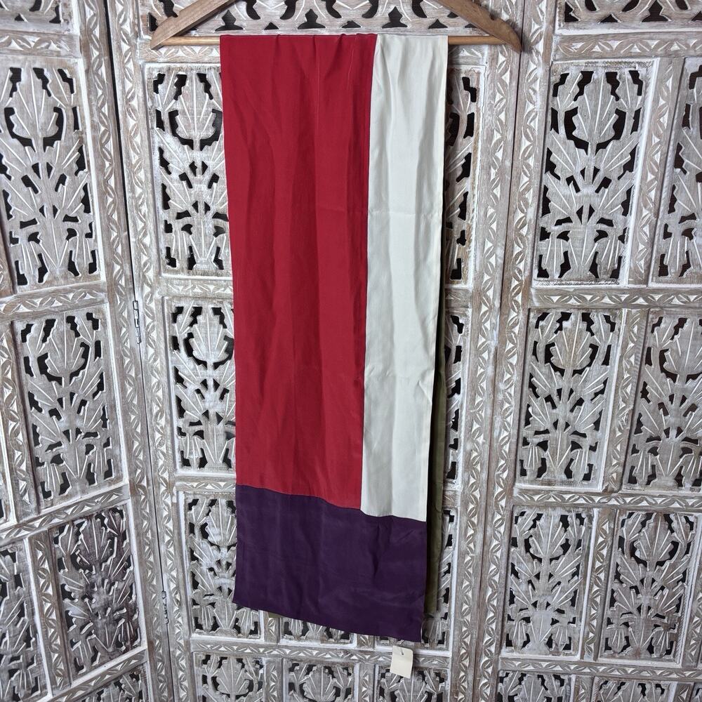 Vintage First Issue Scarf 100% Silk Double Layer Colorblock Vacation Casual Glam